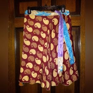 Reversible silk wrap skirt, Mid length